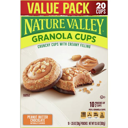 Nature Valley Granola Cups, Peanut Butter Chocolate, 10 ct, 20 cups