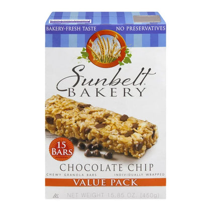 Sunbelt Bakery Chewy Granola Bars, Chocolate Chip, 15 Barras