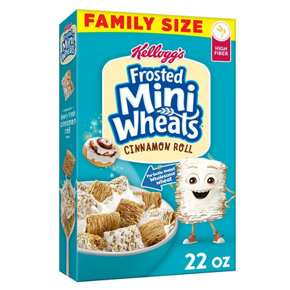Kellogg's Frosted Mini-Wheats Breakfast Cereal, Cinnamon Roll, 22 Oz, Box