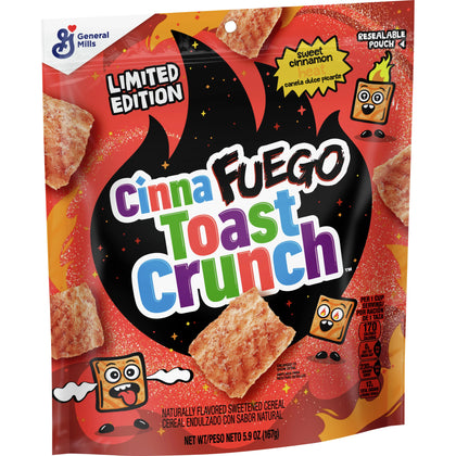 CinnaFuego Toast Crunch, Sweet and Spicy Breakfast Cereal Snack, Cinnamon Toast Crunch, 5.9 OZ