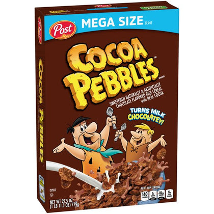 Post Cocoa Pebbles Breakfast Cereal, Cereal Sabor Chocolate, 27.5 oz