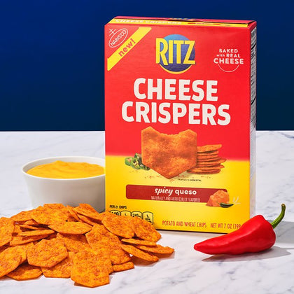 RITZ Cheese Crispers Spicy Queso Baked Chips, 7 oz