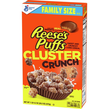 REESE'S PUFFS Cluster Crunch Breakfast Cereal, Chocolate Peanut Butter