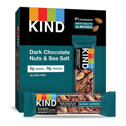 KIND Bars Dark Chocolate Nuts & Sea Salt Gluten Free Snack Bars, 1.4 Oz, 12 Barras