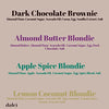Dalci Brownie, Paquete Variado (Dark Chocolate Brownie, Almon Butter Blondie, Apple Spice Blondie, Lemon Coconut Blondie)