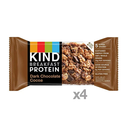 KIND Breakfast Protein Bars, Dark Chocolate Cocoa, Gluten Free, 1.76oz, 4 Protein Bars