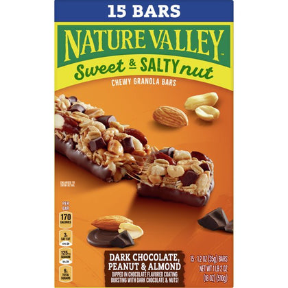 Nature Valley Sweet and Salty Nut Bars, Dark Chocolate Peanut Almond, 15 u