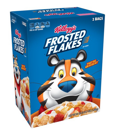 Kellogg's Frosted Flakes, Breakfast Cereal, Original, Fuente Excelente de 7 Vitaminas y Minerales, 55oz Box
