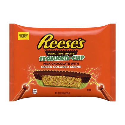 REESE'S, Franken-Cup Milk Chocolate Peanut Butter with Green Creme Cups Candy, 9.35oz
