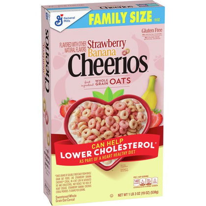 Strawberry Banana Cheerios, Cereal Saludable para el Corazón, 19 OZ Family Box
