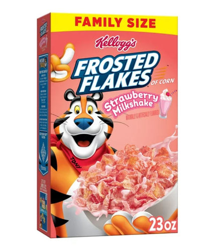 Kellogg's Frosted Flakes Breakfast Cereal, Strawberry Milkshake, 23 Oz, Box