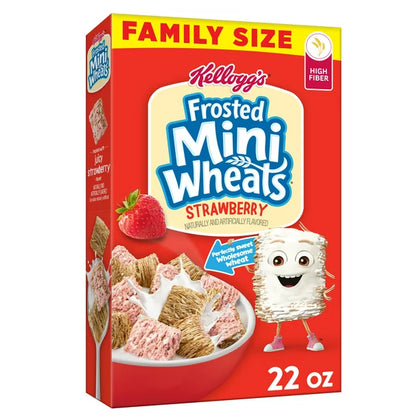 Kellogg's Frosted Mini-Wheats Breakfast Cereal, Strawberry, 22 Oz, Box