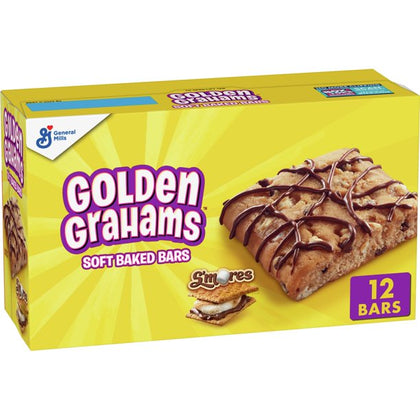 Golden Grahams Soft Baked Chewy Cereal Treat Bars, S'mores, 12 Barras