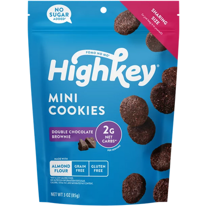 HighKey Sugar Free Cookies, Keto Snacks, Gluten-Free, Double Chocolate Brownie