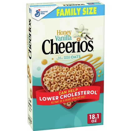 Honey Vanilla Cheerios, Heart Healthy Cereal, 18.1 OZ Family Size Box