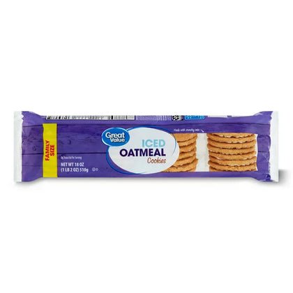 Great Value Iced Oatmeal Cookies, Family Size, 18 oz