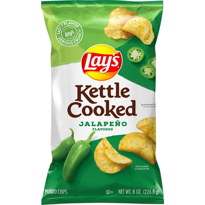 Lay's Kettle Cooked Potato Chips, Jalapeno, Bolsa de 8 oz