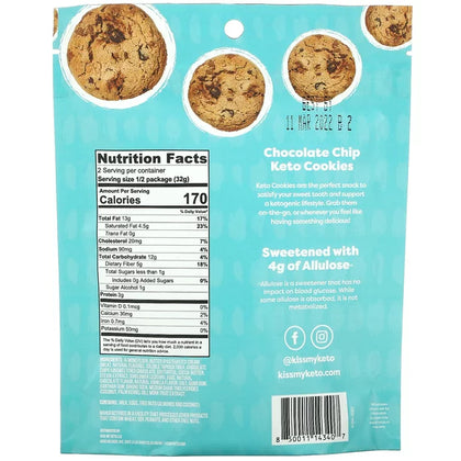 Kiss My Keto Grain-Free Chocolate Chip Cookies, 2.25 oz