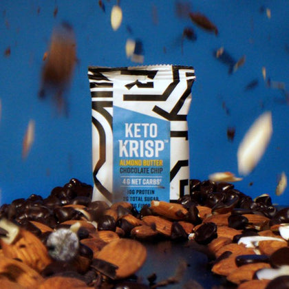 CanDo Keto Krisp Protein-Rich Snack Bars, Almond Butter Chocolate Chip, Paquete de 4