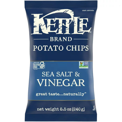 Kettle Brand Potato Chips, Sea Salt and Vinegar Kettle Chips, 8.5 Oz