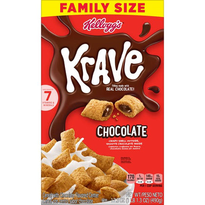 Kellogg's Krave Breakfast Cereal, Chocolate, 17.3 Oz, Box