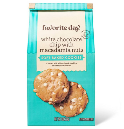 White Chocolate Chip with Macadamia Nuts Soft Baked Cookies - 8oz - Favorite Day™