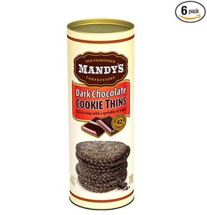 Mandy's Galletas Finas, Chocolate Oscuro, 4.6oz (paquete de 6)