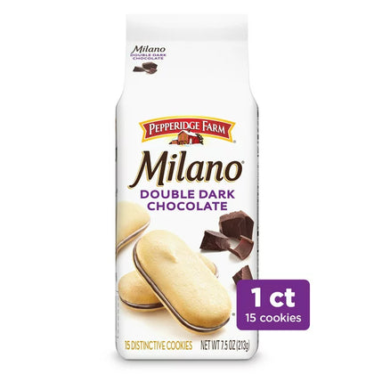 Pepperidge Farm Milano Cookies, Double Dark Chocolate, 7.5 Oz Bag
