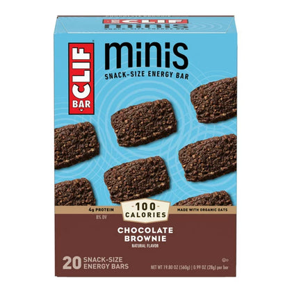 CLIF BAR Minis Energy Bars, Chocolate Brownie, 10g Protein Bar, 20 Ct, 0.99 oz