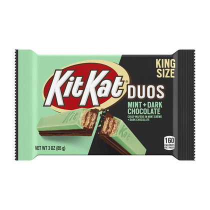 KIT KAT®, DUOS Mint Creme and Dark Chocolate King Size Wafer Candy, Barra de 3oz