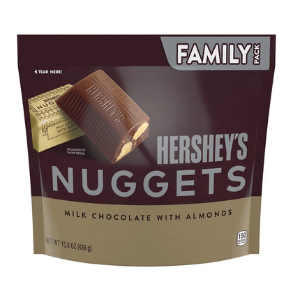 HERSHEY'S, NUGGETS Milk Chocolate with Almonds Candy Bars, 15.5oz