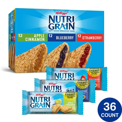 Kellogg's Nutri-Grain Bars Variety Pack (Barra de 1.3oz, Cont. 36)