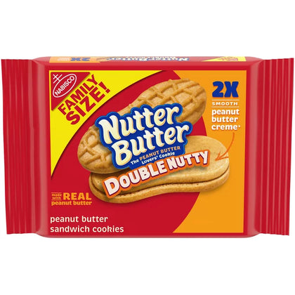 Nutter Butter Double Nutty Peanut Butter Sandwich Cookies, Family Size, 15.27 oz