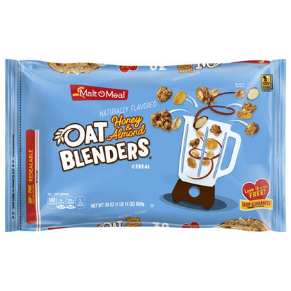 Malt-O-Meal Honey and Oat Blenders® con Almendras Breakfast Cereal, Family Size Cereal en Bolsa, 30 Oz