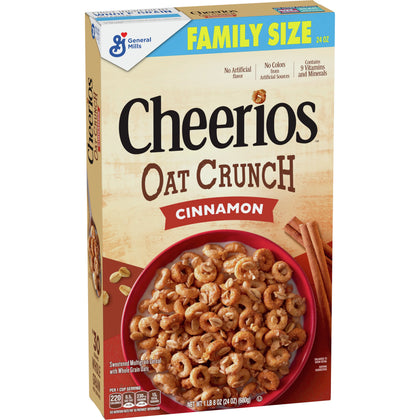 Cheerios Cinnamon Oat Crunch Breakfast Cereal, 24 oz Box