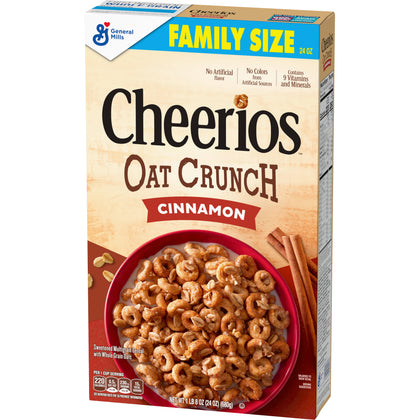 Cheerios Cinnamon Oat Crunch Breakfast Cereal, 24 oz Box
