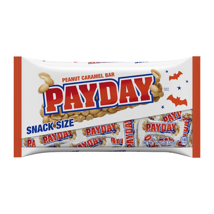 PAYDAY, Peanut Caramel Snack Size Candy Bars, Halloween, Bolsa de 11.6 oz