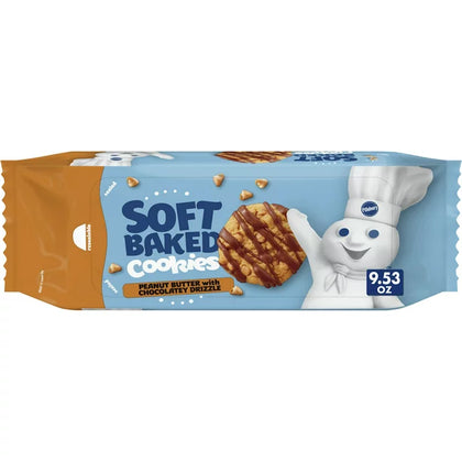 Pillsbury Soft Baked Cookies, Peanut Butter with Chocolatey Drizzle, 18 galletas