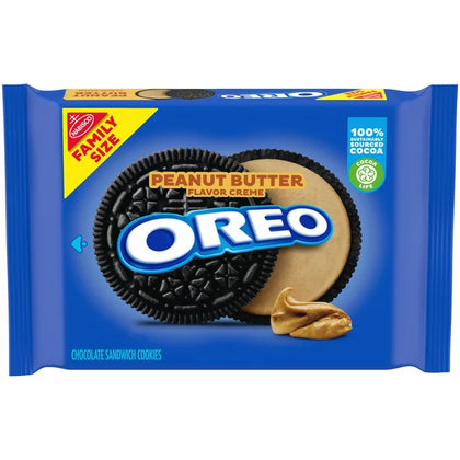 OREO Peanut Butter Creme Chocolate Sandwich Cookies, Family Size, 17 oz