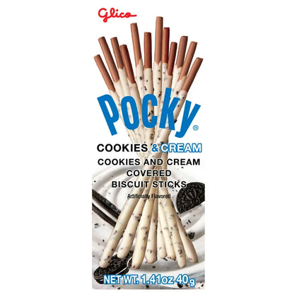 Glico Pocky Cookies and Cream Covered Biscuit Sticks, 1.41 oz
