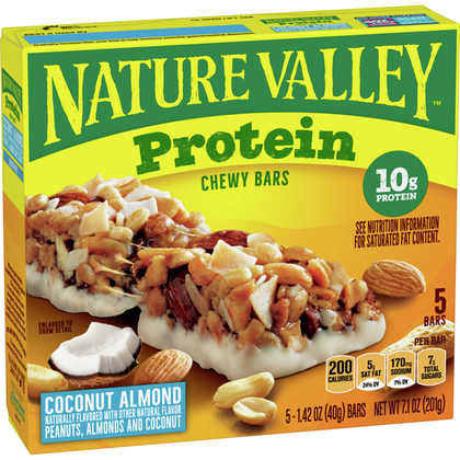 Nature Valley Protein Chewy Granola Bars, Coconut Almond, Gluten Free, 5 Barras