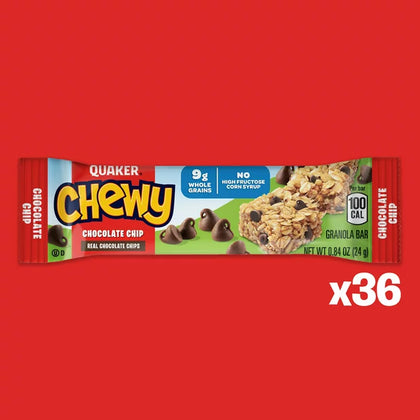 Quaker Chewy Granola Bars, Chocolate Chip, Paquete de 36