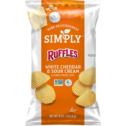 Ruffles Simply Potato Chips White Cheddar & Sour Cream, 8 oz