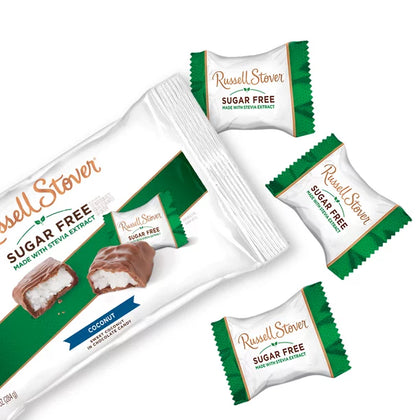 Russell Stover Sugar Free Coconut with Stevia – Sweet Coconut in Chocolate Candy, Bolsa de 10 oz.