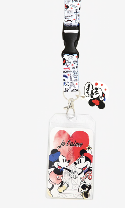 Mickey Mouse Porta Gafete Mickey y Minnie Je T'aime