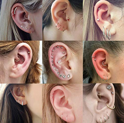 Set De Aretes Piercings Revolia