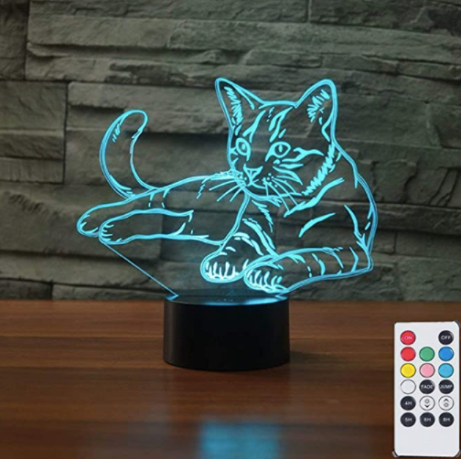 Lampara Holografica Gatito Gato