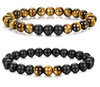 Set De Pulseras y Collar Para Pareja Ojo De Tigre