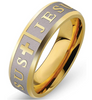 Anillo Jesus Dorado y Plateado Cristianismo