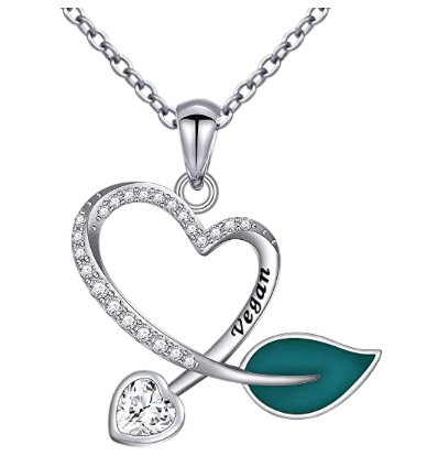 Collar Plata .925 Vegetariano Corazon Hoja